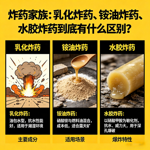 成华炸药家族：乳化炸药、铵油炸药、水胶炸药到底有什么区别？